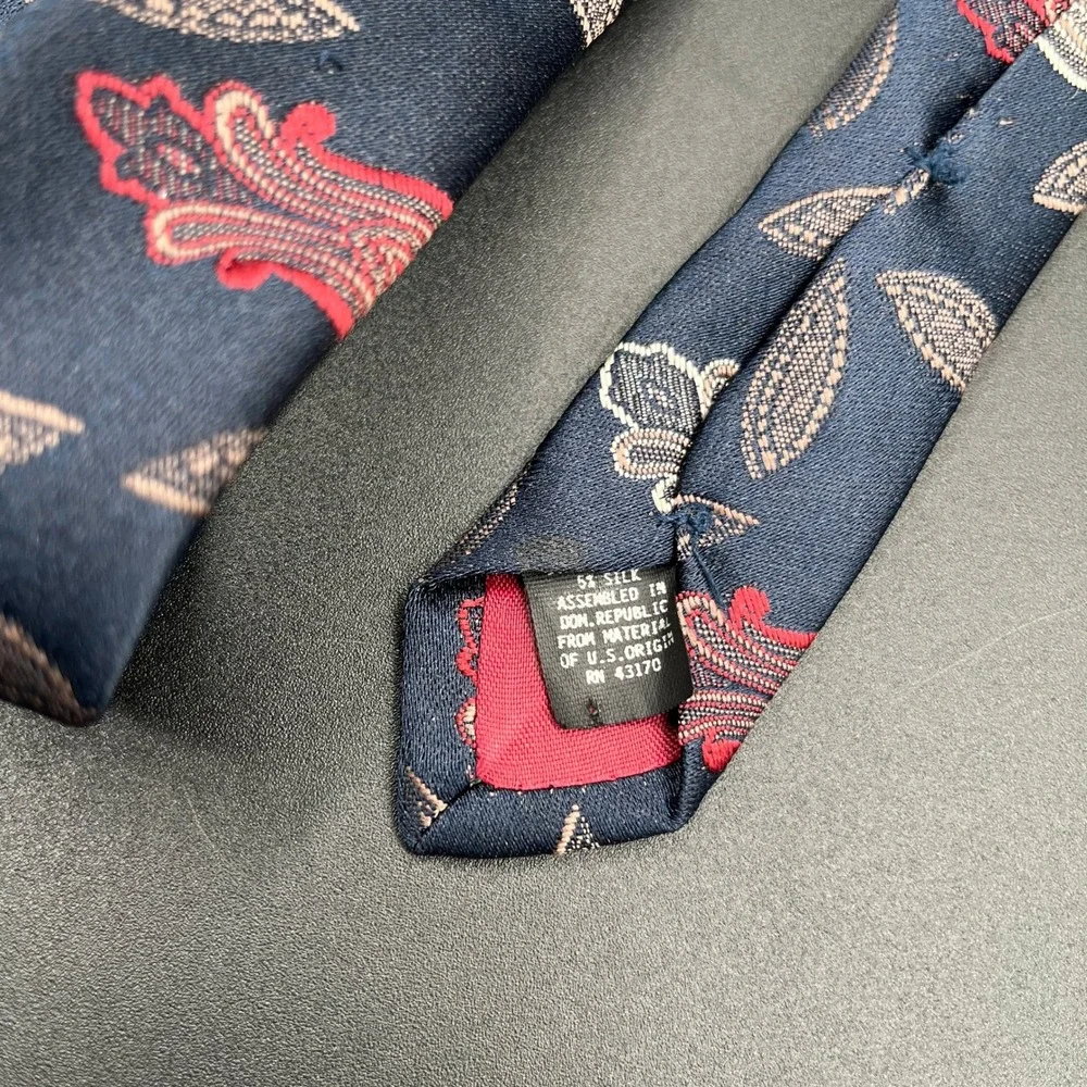 Vtg‎ Pair of Mens Neck Ties Paisley Polka Dot Burgundy Blue Mens Store Nautica